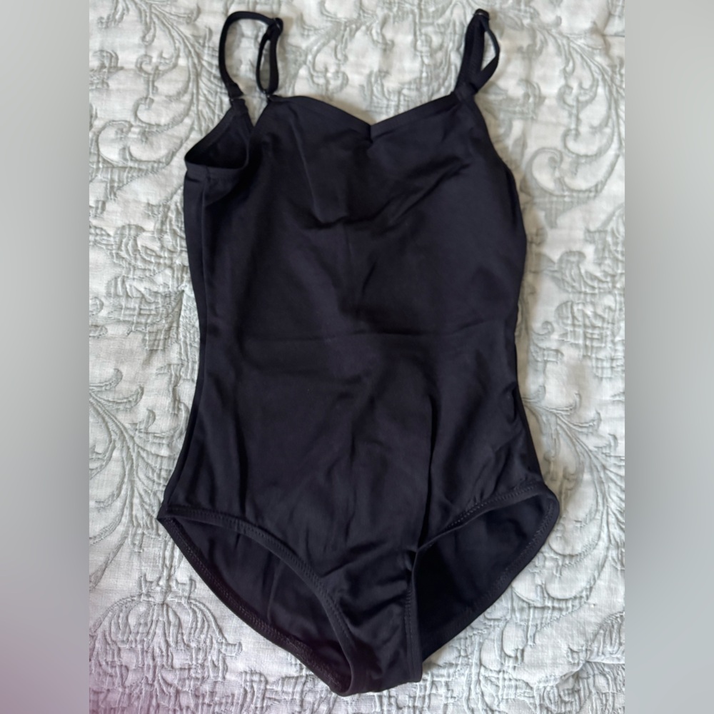 Capezio ballet dance leotard Black Kids One Piece strappy CHILD MED new